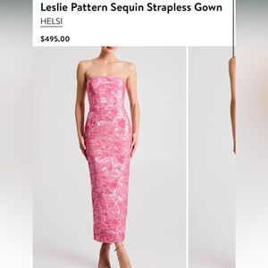 HELSI Pink Sequin Strapless Gown